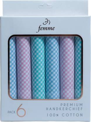 Femme ESSENTIAL CHECKS-LADIES COTTON HANDKERCHIEVES ["CHECK PRINTS"] Handkerchief