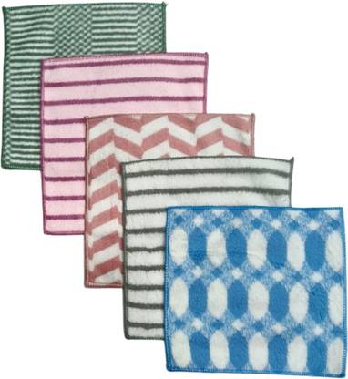 Lavishlista Napkins For Kids While Eating (Random Designs & Color) (25 x 25 CM) Pack of 5 ["Multicolor"] Handkerchief