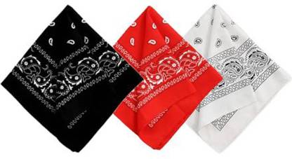 shiveyeexport Black, Red, White paisley 20inchesx20inches cotton handkerchief ["Black, Red, White"] Handkerchief