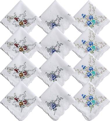 Gopika G325 Women's 100% Cotton ["White"] Handkerchief