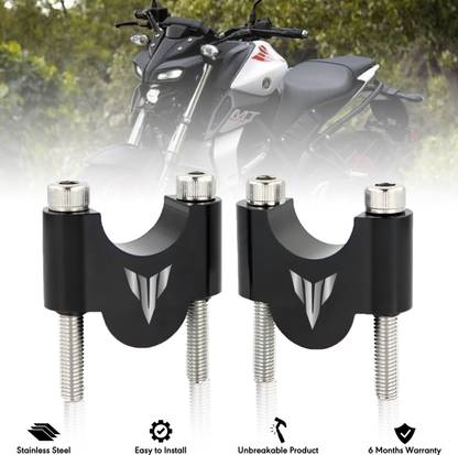 BRXR MT-15 Bike Handle Riser | Handlebar Height Raiser Clamps Kit Black Handlebar Riser Kit