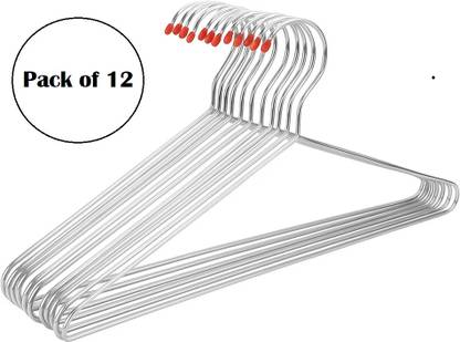 Tarun Steel Red Cap Steel Hangers Durable Wardrobe Organization Steel Shirt Pack of 12 Hangers For Shirt