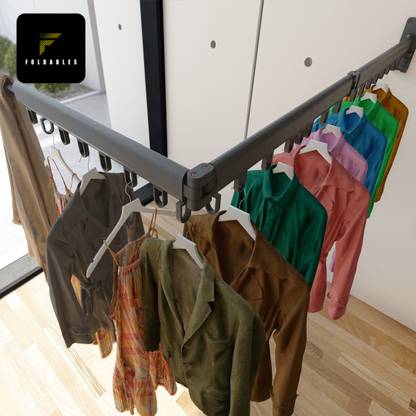 Foldables Trifold Wall Mounted Folding Clothes Drying Rack Folding Premium Quality Aluminium Dress Hanger For  Dress