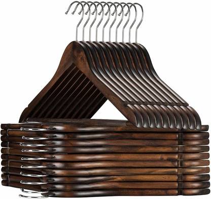 MT BROTHERS M T BROTHERS - WALNUT Wooden Hanger with 360° Swivel Hook Wooden Coat Pack of 18 Hangers For  Coat