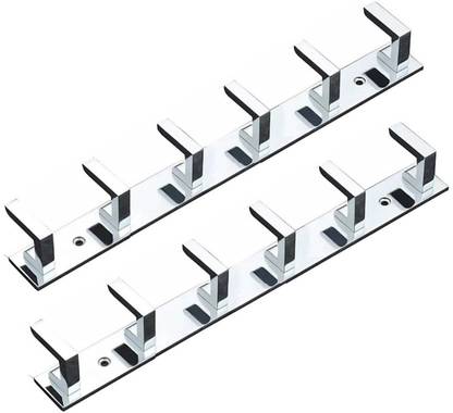 APERSON 6 Pin Wall Mounted Wall ,Door Hooks Rail for Hanging Key Aluminium Shirt Pack of 2 Hangers For Shirt