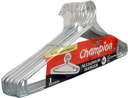 New Champion Aluminum Hanger 17" Strong and Durable Aluminium Shirt Pack of 12 Hangers For  Shirt
