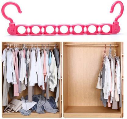 sell net retail ( Pack of 3) 7 Hole Space Saving Hanger for Clutter Free Wardrobe Cupboard Plastic Shirt Pack of 3 Hangers For  Shirt