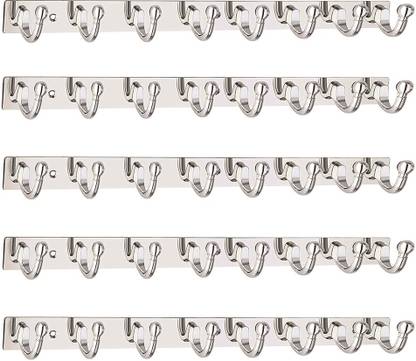 URIM Shape 8 Pin Hook Stainless Steel Bathroom Cloth Hooks / Hanger Hook Rail 8