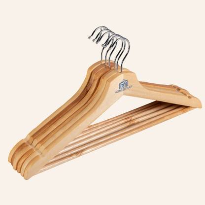 HomeStrap Premium Round Bar Hanger Wooden Dress Pack of 6 Hangers For  Dress