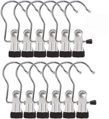 MOOZICO Laundry Hooks Hanging Clips Clothes Pins Closet Hanger Organizer Steel Dress Pack of 12 Hangers For  Dress