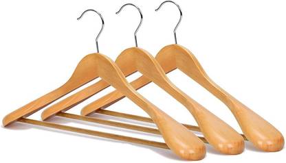DEEP ENTERPRISE Lotus-Wooden Hangers, Solid Wood Shirt Hangers Extra Smooth Finish Wooden Coat Pack of 3 Hangers For  Coat