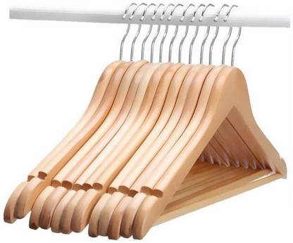 HKC HOUSE Wooden Garments Clothes Hanger Non-Slip Bar Precisely Cut Notch 360 Degree Hook Wooden Shirt Pack of 20 Hangers For  Shirt