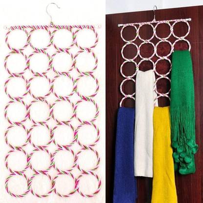 Urbanware Foldable 28 Ring Hole Slots Space Saving Clothing Closet HangerTies Belts,Socks Steel Scarf Hanger For  Scarf