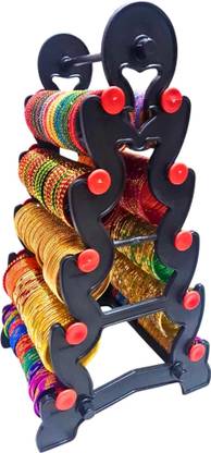 DPS 4 Step (Black with Red) Bangle Stand,chudi stand,Bangle holder Jewellery Organizer, Accessories Organizer, Regular Organizer