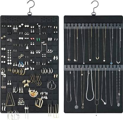 Ofifo Wall Hanging Earrings Organizer Necklace Organizer,Double Side Felt Organizer Jewellery Organizer