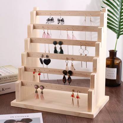 Triock 6 Step Bamboo Jewellery Display Stand Jewellery Organizer