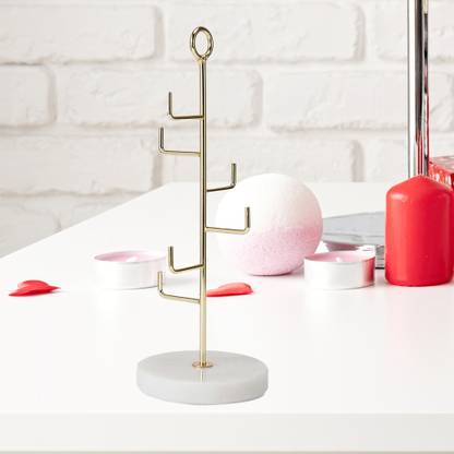 anko Gold-plated Jewellery Tree with Marble Stand- Classy & Elegant Jewellery Organizer