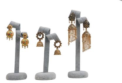 Triock Fancy Jewellery Velvet Earring Display Stand combo 3 Pcs Jewellery Organizer