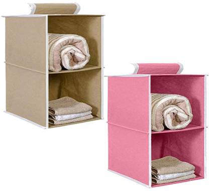 Flipkart SmartBuy Non Woven Hanging 2 Shelf Compartment Clothes Storage Organizer Pack of 2 Handbag Organizer
