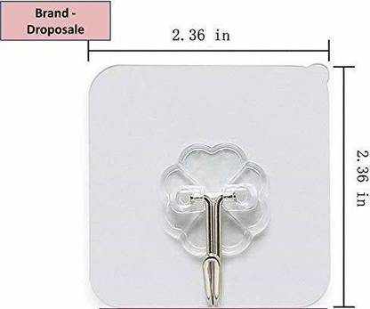 DAITORY Pack of 10 Self Adhesive Hooks,Multi Purpose sticky hook/Towel Holder PinX10.767 Chrome, Clear Towel Holder