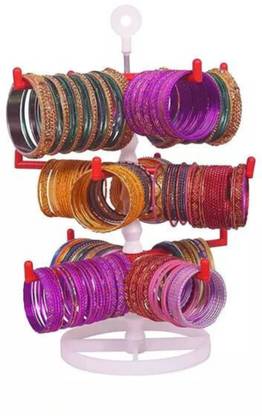 DPS 3 Step Rotating Bangle Stand, chudi stand, Bangle holder(Red, White) Jewellery Organizer
