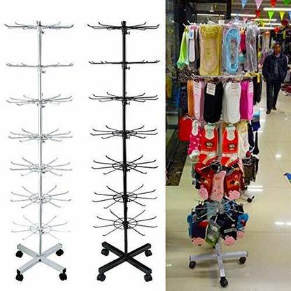 Loop Steel Floor Cloth Dryer Stand 7 Tiers Layers Metal Rotating Display Stand white