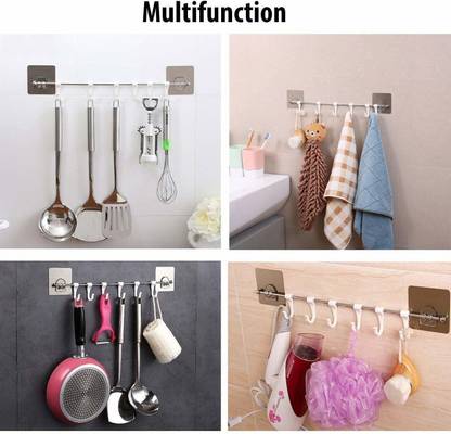 Manav Magic Sticker Series Self Adhesive Bathroom Towel Hanger MS1.8 Regular Organizer