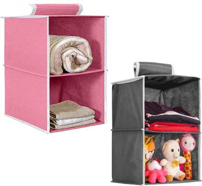 Flipkart SmartBuy Non Woven Hanging 2 Shelf Compartment Clothes Storage Organizer Pack of 2 Handbag Organizer