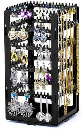 Dhasara Rotating Earrings Stand | 240 Holes 220 Grooves | Hanging Chains Studs (Black) Jewellery Organizer, Accessories Organizer