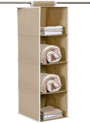 Ryboa Haima 4 Shelf Non-Woven Closet Hanging Organizer/Clothes Storage Wardrobe Almirah Closet Organizer
