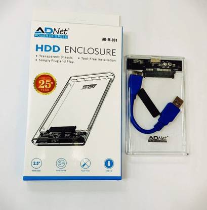 A.D NET POWER OF SPEED 2.5 Inch External Portable USB 3.0 HDD Enclosure for SATA SSD/HDD (AD-991) 2.5 inch HDD Enclosure