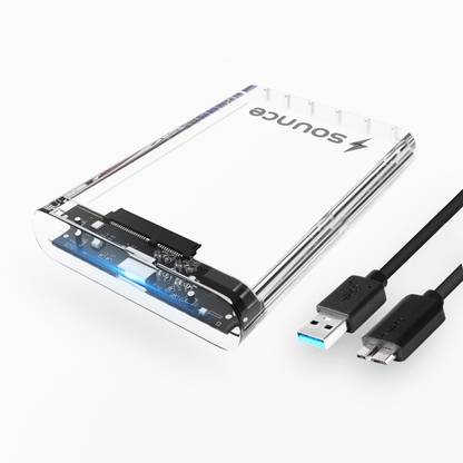 sounce SATA SSD Enclosure Transparent Case, USB 3.0 to SATA Tool 2.5 inch Case