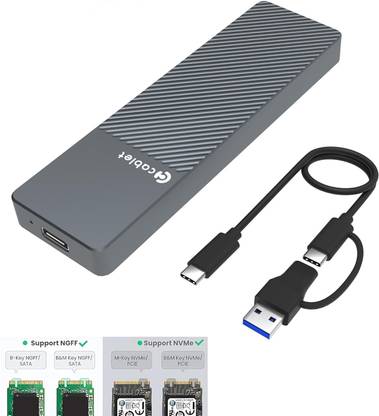 Cablet M.2 NVMe/NGFF SSD Enclosure USB 3.1 Gen2 10Gbps (SSD Not Included) 2.5 inch M.2 NVMe/NGFF SSD Enclosure