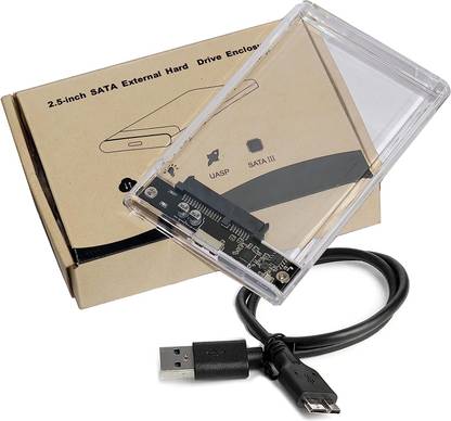 VOOCME USB 3.0 External Hard Drive Enclosure, SATA to USB3.0 Transparent Portable Hard Disk Adapter for HDD and SSD, USB Cable