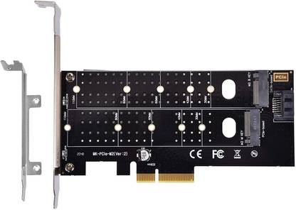 ULTRABYTES M.2 NVME (M Key) & M.2 SATA(B/B+M Key) SSD to PCI-e 3.0 x 4 Expansion Card 2.5 inch Shock Resistant Dual M.2 PCIe Adapter,