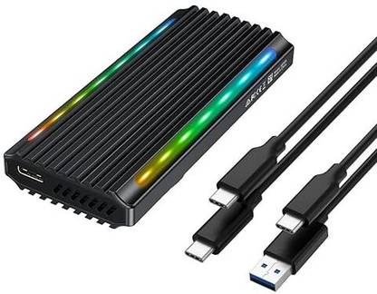 ULTRABYTES M.2 NVMe SSD Enclosure with RGB LED Light 2.5 inch Shock Resistant nvme Enclosure