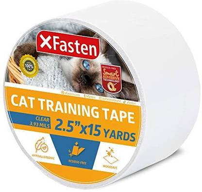 Xfasten Title Anti Scratch Cat Training Tape Clear 2.5 Inches x 15 Yards (Single Roll) 6.35 m Tear Tape