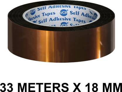 VCR Kapton Tape 18mm / 0.75 inches Width 33 Meters Length Amber Color Pack of 1 Roll 33 m Single Sided Tape
