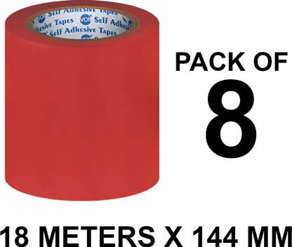 VCR Red Floor Marking Tape 18 Meters in Length 144mm / 06" Width 8 Rolls 18 m Floor Marking Tape