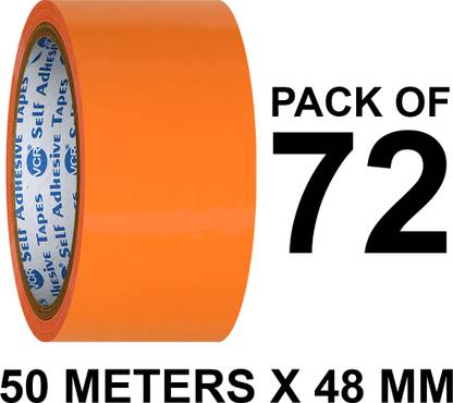 VCR Orange Color Tape 50 Meter Length 48mm/2" Width 72 Rolls 50 m Single Sided Tape