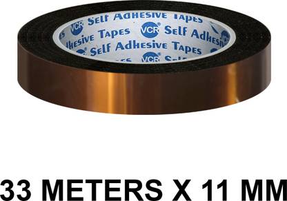VCR Kapton Tape 11mm/0.45 inches Width 33 Meters Length Amber Color Pack of 1 Roll 33 m Single Sided Tape