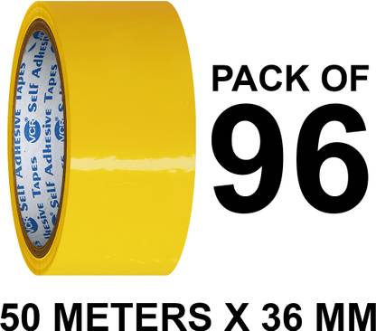 VCR Yellow Color Tape 50 Meter Length 36mm/1.5" Width 96 Rolls 50 m Single Sided Tape