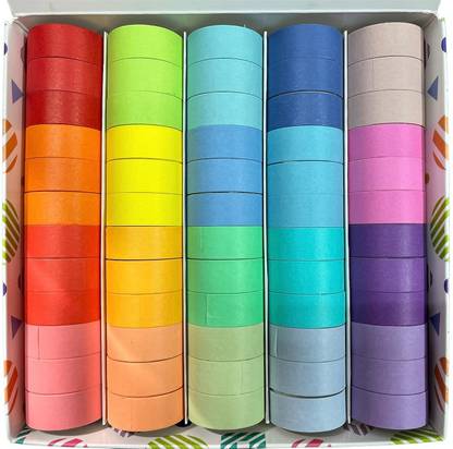 apcatio 24 Pcs Basic Rainbow Masking Tape colorful Tapes for DIY Art 128 cm Masking Tape