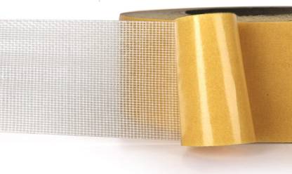 harshiv Double-Sided Adhesive Fiber Mesh Tape 12cm x 3cm Roll with 0.01mm Thickness – Waterproof Tape (20 Meter) Double-Sided (Manual)