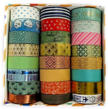 Definite Paper Designer Washi Tapes for Journaling Diary Decoration Tapes 3 m Tear Tape