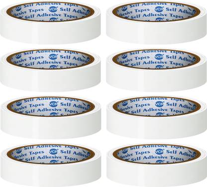 VCR White Color Tape Milky 50 Meter Length 18mm/0.75" Width 08 Rolls 50 m Single Sided Tape