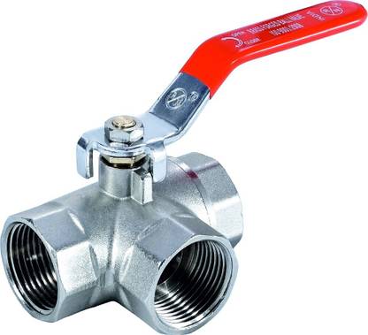 RN Forged Brass Three Way Ball Valve, Nickel Plated Art-1720_20 Mm(3/4') Ball Valves