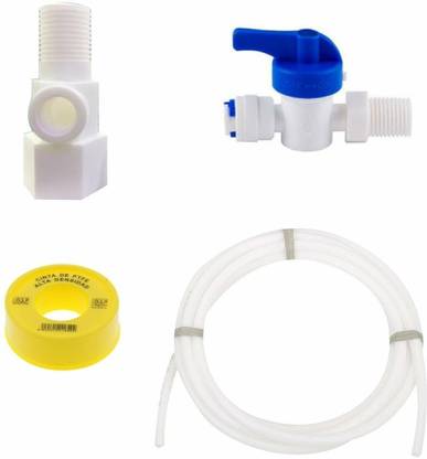 MG WATER SOLUTION Plastic Inlet Valve/Connector with Coupling, 1/4" Size, 15 Meter Teflon Tape + 3 Meter 1/4" Pipe For Ro/Uv/Water Filter Purifier (D.V.Set)- 1 Pcs Set Solid Filter Cartridge