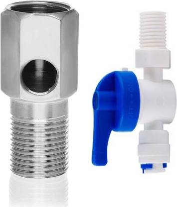 KRPLUS 1/2" Brass Nipple with 1/4" Plastic Inlet Ball Valve for 1/4" inch RO Pipe Tubing (Coupling Set-Diverter Valve & On/Off Tee Valve) For Water Purifiers Ball Valves