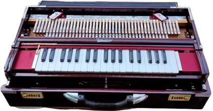 MAYAMUSICALS 9 Scale Changer (with Coupler) Box Harmonium with 3 set of Reeds 3.75 Octave Hand Pumped Harmonium